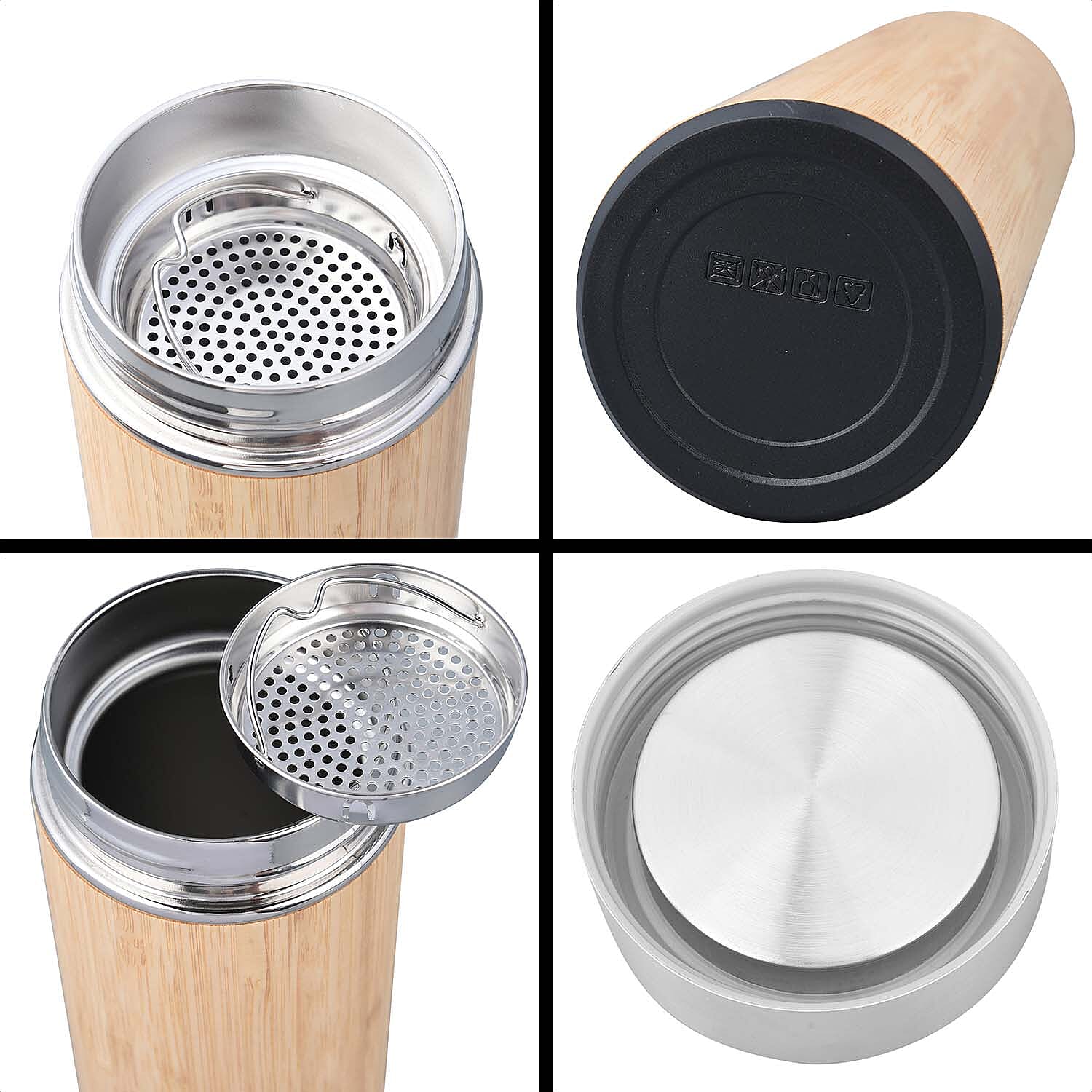 Hot & Cold Flask with Top Temperature Display (400 ML) - Wood