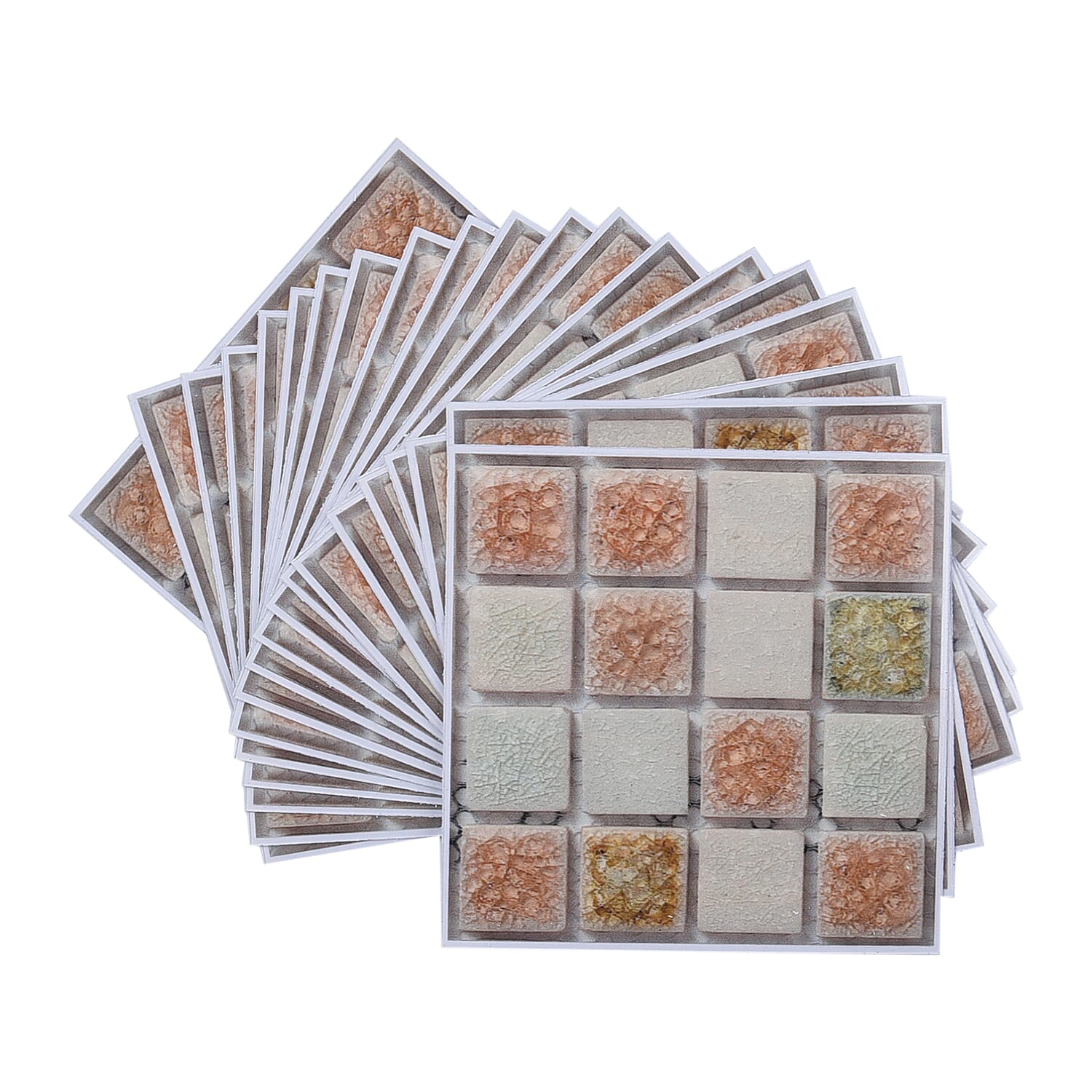 Set of 20 - Sticky Mosaics Pattern Self-Adhesive Heat and Water Resistant Tile Sticker (Size 10 Cm) - Brown