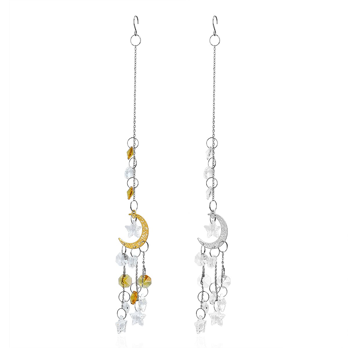 Set of 2 - Decorative Hanging Crystal Moon Suncatcher