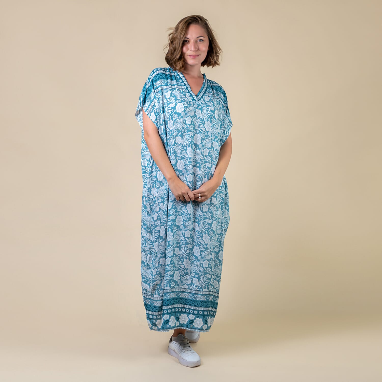 TAMSY Viscose Womens Floral Pattern Dress - Green