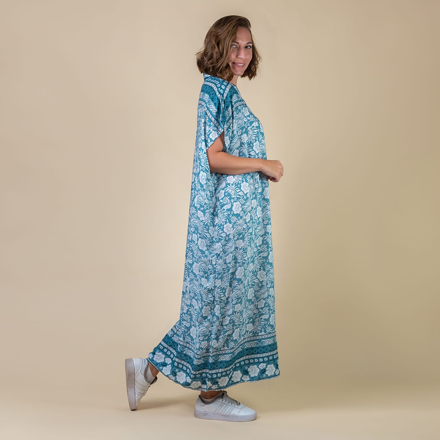 TAMSY Viscose Womens Floral Pattern Dress - Green