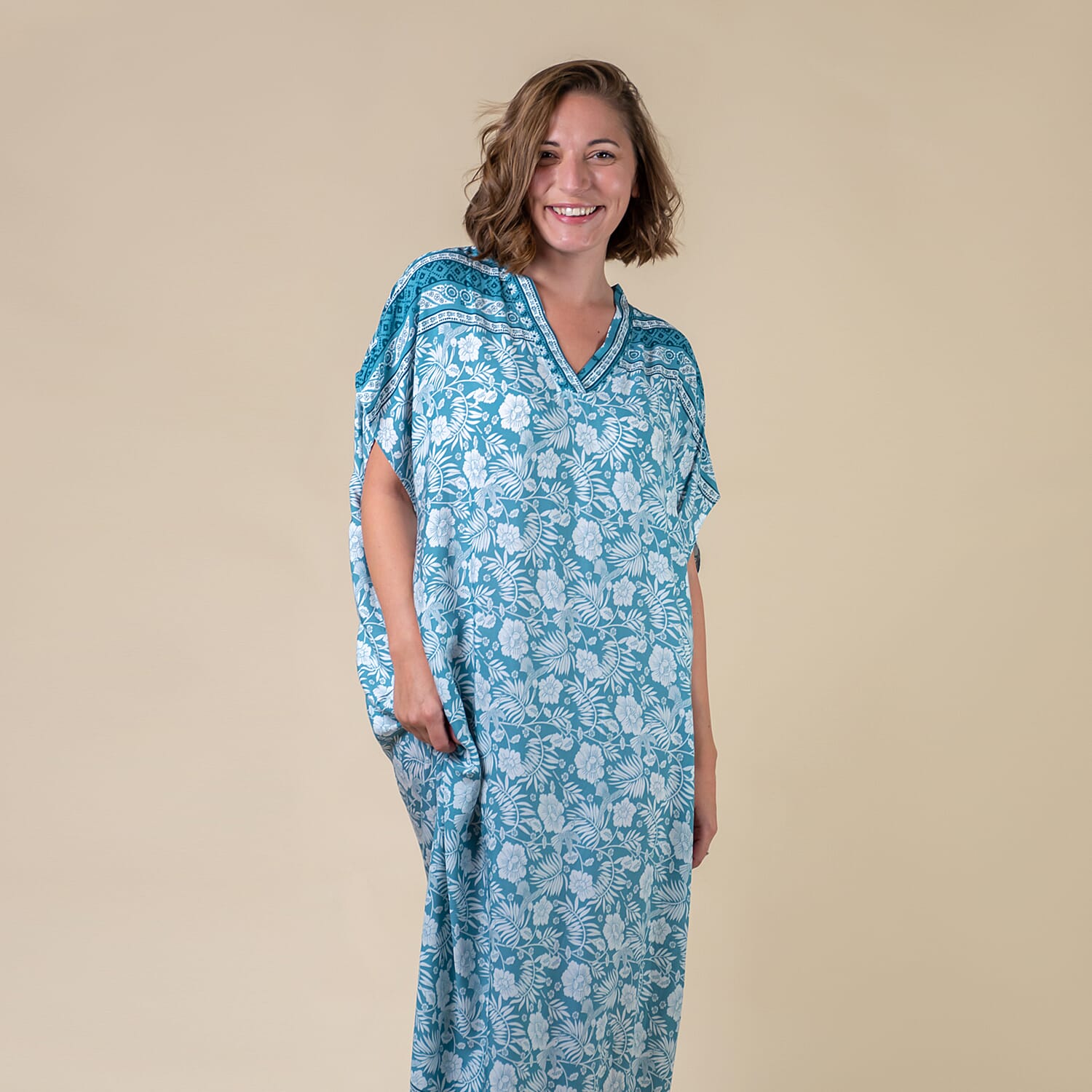 TAMSY Viscose Womens Floral Pattern Dress - Green