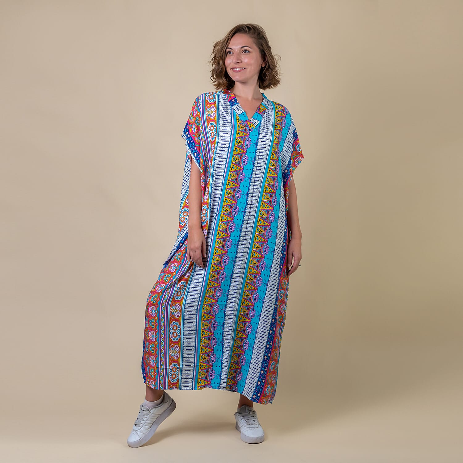 TAMSY 100% Viscose Womens Stripe Pattern Dress - Multi (Size 8-22)