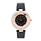 STRADA Japanese Movement Black Dial Crystal Studded Water Resistant Watch with Black Colour Strap