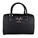 19V69 ITALIA by Alessandro Versace Litchi Pattern Bowling Bag with Detachable Shoulder Strap and Zipper Closure (Size 29x15x18Cm) - Black