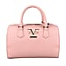 19V69 ITALIA by Alessandro Versace Litchi Pattern Bowling Bag with Detachable Shoulder Strap and Zipper Closure (Size 29x15x18 Cm) - Pink