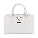 19V69 ITALIA by Alessandro Versace Litchi Pattern Bowling Bag with Detachable Shoulder Strap and Zipper Closure (Size 29x15x18 Cm) - White