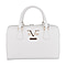 19V69 ITALIA by Alessandro Versace Litchi Pattern Bowling Bag with Detachable Shoulder Strap and Zipper Closure (Size 29x15x18 Cm) - White