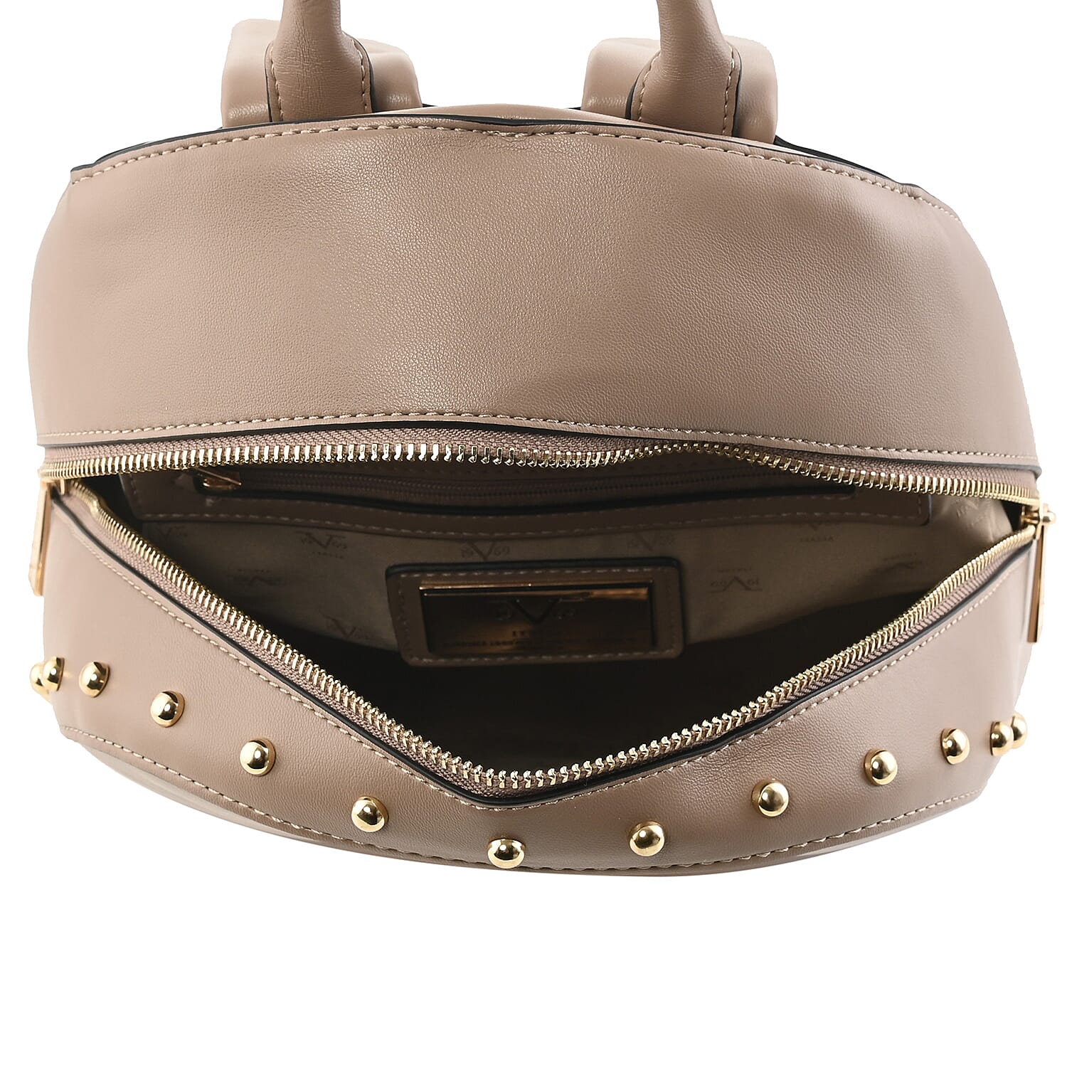 19V69 ITALIA by Alessandro Versace Backpack Bag with Zipper Closure (Size 25x30x12Cm) - Dark Beige