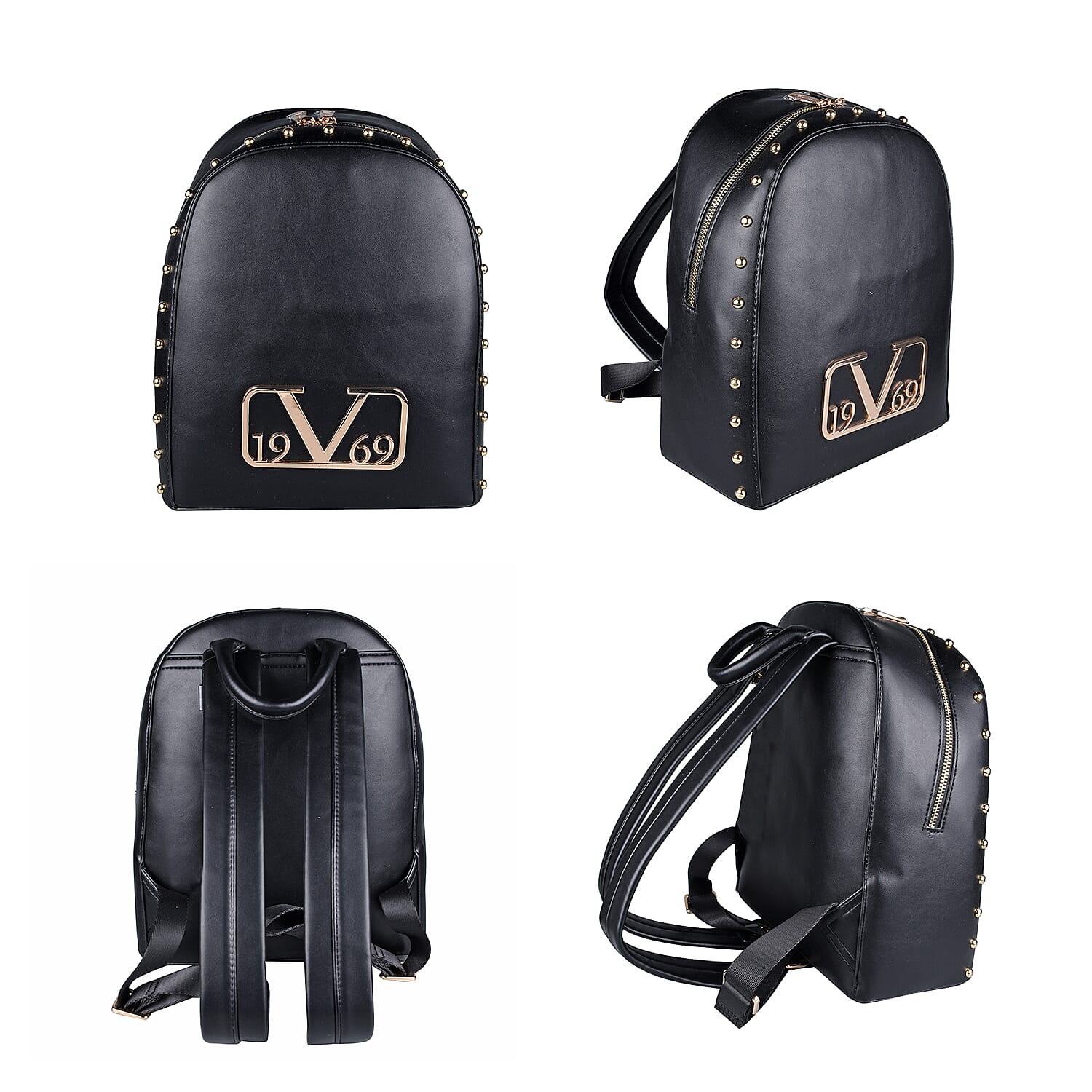19V69 ITALIA by Alessandro Versace Backpack Bag with Zipper Closure - Black