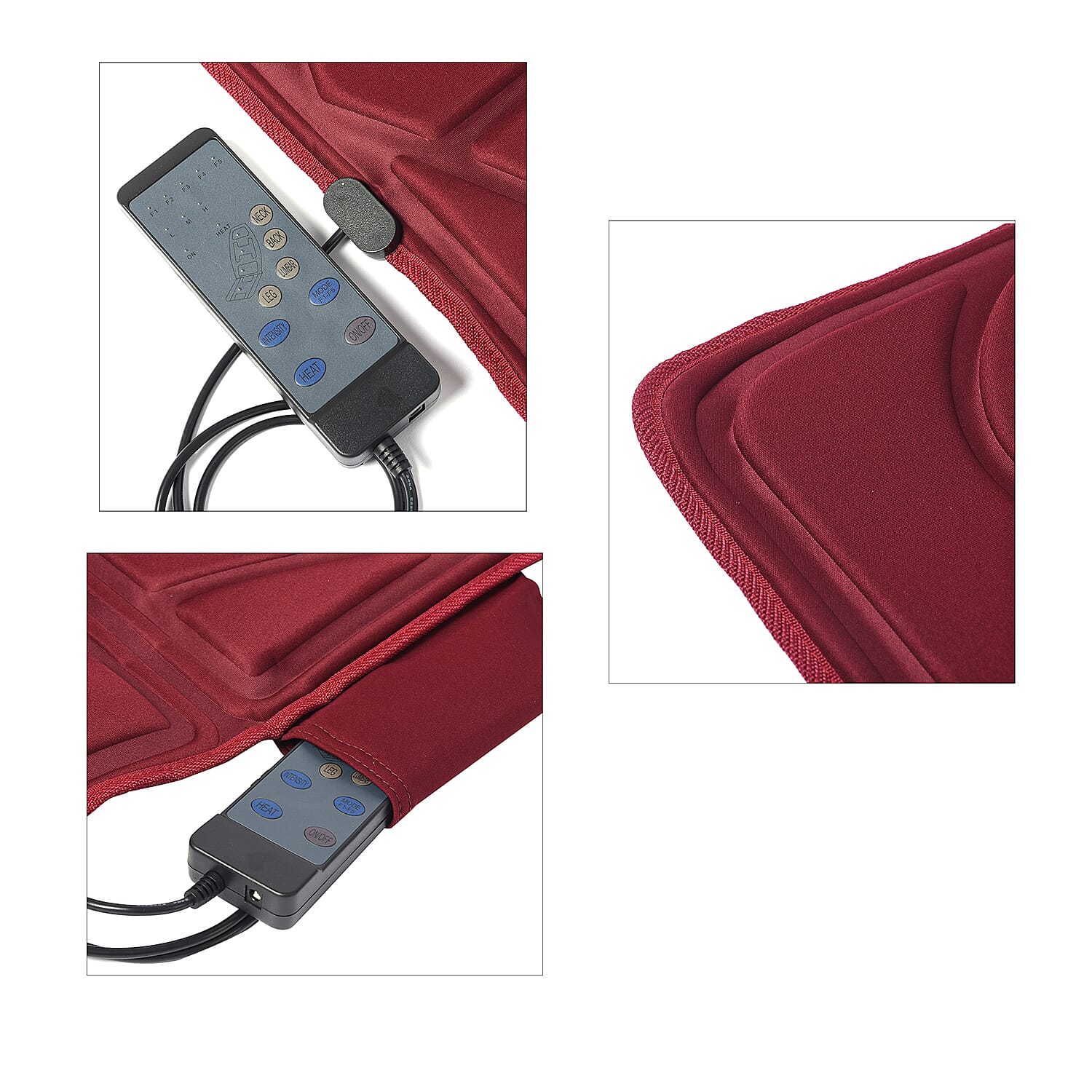 10 Motors with Full Body Heat Massage Mat (Size 179x60x3 Cm) -  Red