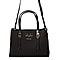 19V69 ITALIA by Alessandro Versace Litchi Pattern Handbag with Detachable Shoulder Strap and Zipper Closure (Size 33x11x22 Cm) - Black