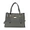 19V69 ITALIA by Alessandro Versace Litchi Pattern Handbag with Detachable Shoulder Strap and Zipper Closure (Size 33x11x22 Cm) - Grey
