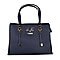 19V69 ITALIA by Alessandro Versace Litchi Pattern Handbag with Detachable Shoulder Strap and Zipper Closure (Size 33x11x22 Cm) - Navy