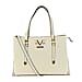 19V69 ITALIA by Alessandro Versace Litchi Pattern Handbag with Detachable Shoulder Strap and Zipper Closure (Size 33x11x22 Cm) - White