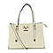 19V69 ITALIA by Alessandro Versace Litchi Pattern Handbag with Detachable Shoulder Strap and Zipper Closure (Size 33x11x22 Cm) - White