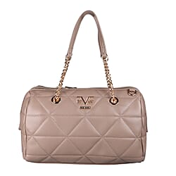 19V69 ITALIA by Alessandro Versace Quilted Pattern Crossbody Bag with Detachable Strap (Size 27x10x18cm) - Dark Beige