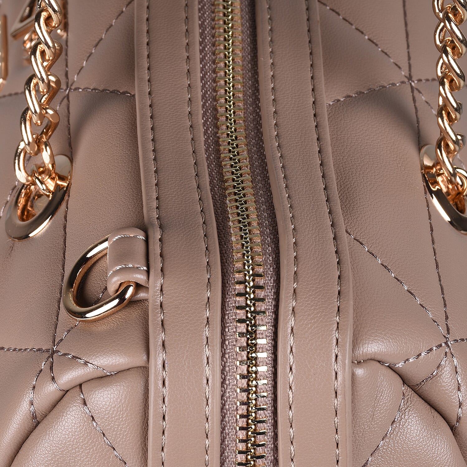 19V69 ITALIA by Alessandro Versace Quilted Pattern Crossbody Bag with Detachable Strap (Size 27x10x18cm) - Dark Beige