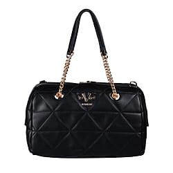 19V69 ITALIA by Alessandro Versace Quilted Pattern Crossbody Bag with Detachable Strap (Size 27x10x18cm) - Black