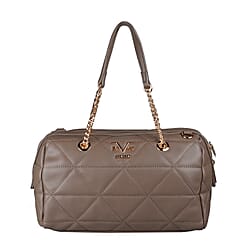 19V69 ITALIA by Alessandro Versace Quilted Pattern Crossbody Bag with Detachable Strap (Size 27x10x18cm) - Brown