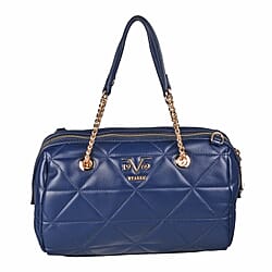 19V69 ITALIA by Alessandro Versace Quilted Pattern Crossbody Bag with Detachable Strap (Size 27x10x18cm) - Navy