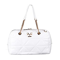 19V69 ITALIA by Alessandro Versace Quilted Pattern Crossbody Bag with Detachable Strap (Size 27x10x18cm) - White