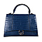 19V69 ITALIA by Alessandro Versace Crocodile Pattern Satchel Bag with Detachable Stap and Metallic Clasp Closure (Size 35x23.5x13cm) - Blue