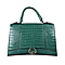 19V69 ITALIA by Alessandro Versace Crocodile Pattern Satchel Bag with Detachable Stap and Metallic Clasp Closure (Size 35x23.5x13cm) - Green