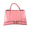 19V69 ITALIA by Alessandro Versace Crocodile Pattern Satchel Bag with Detachable Stap and Metallic Clasp Closure (Size 35x23.5x13Cm) - Pink