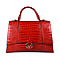 19V69 ITALIA by Alessandro Versace Crocodile Pattern Satchel Bag with Detachable Stap and Metallic Clasp Closure (Size 35x23.5x13cm) - Red