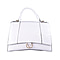 19V69 ITALIA by Alessandro Versace Crocodile Pattern Satchel Bag with Detachable Stap and Metallic Clasp Closure (Size 35x23.5x13Cm) - White
