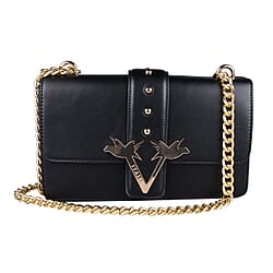 19V69 ITALIA by Alessandro Versace Crossbody Bag with Magnetic Clasp Closure and Chain Strap (Size 27x6x17cm) - Dark Beige