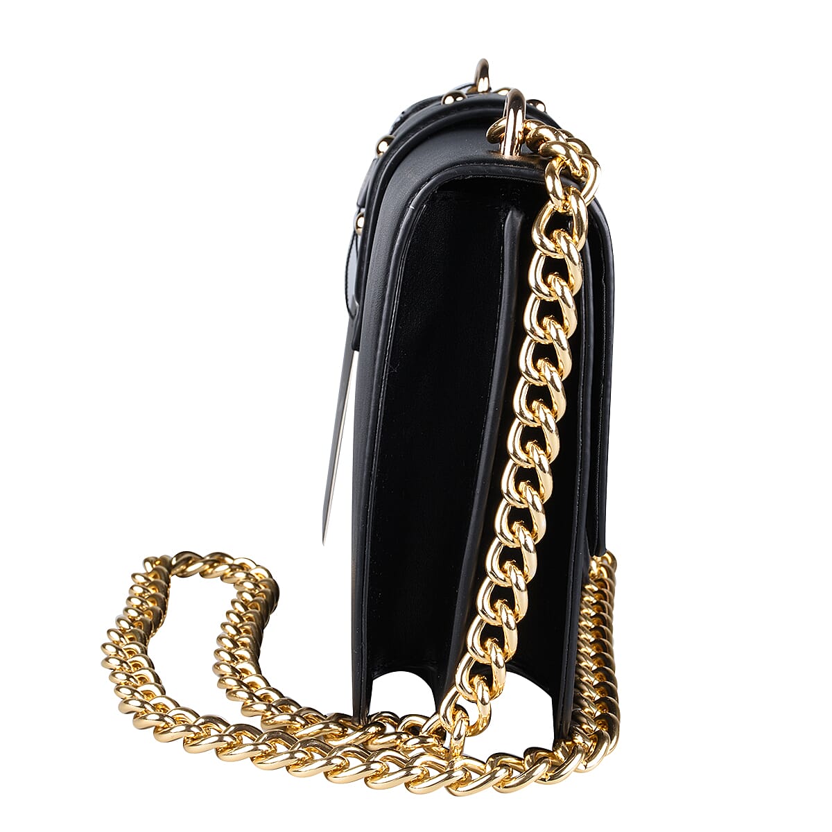 19V69 ITALIA by Alessandro Versace Crossbody Bag with Magnetic Clasp Closure and Chain Strap (Size 25x16x7cm) - Black