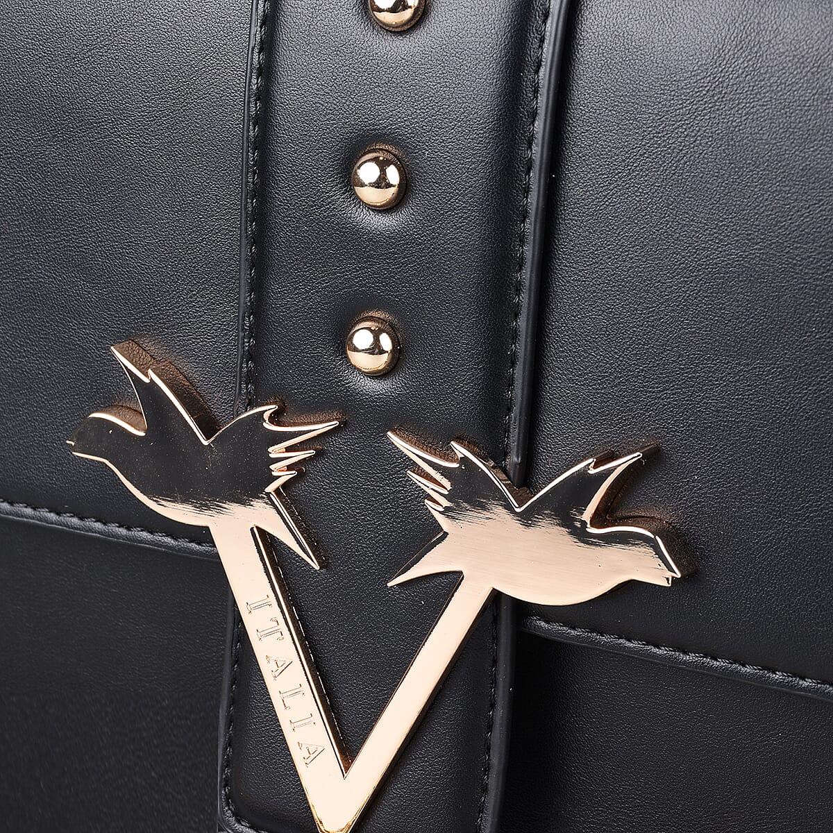 19V69 ITALIA by Alessandro Versace Crossbody Bag with Magnetic Clasp Closure and Chain Strap (Size 25x16x7cm) - Black