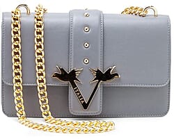 19V69 ITALIA by Alessandro Versace Crossbody Bag with Magnetic Clasp Closure and Chain Strap (Size 27x6x17cm) - Dark Beige