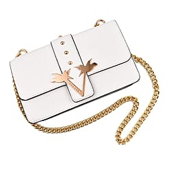 19V69 ITALIA by Alessandro Versace Crossbody Bag with Magnetic Clasp Closure and Chain Strap (Size 27x6x17cm) - Dark Beige