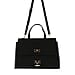 19V69 ITALIA by Alessandro Versace Litchi Pattern Tote Bag with Detachable Shoulder Strap - Black