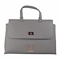 19V69 ITALIA by Alessandro Versace Litchi Pattern Tote Bag with Detachable Shoulder Strap (Size 40x15x23 Cm) - Grey