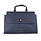 19V69 ITALIA by Alessandro Versace Litchi Pattern Tote Bag with Detachable Shoulder Strap (Size 40x15x23 Cm) - Navy