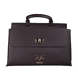 19V69 ITALIA by Alessandro Versace Litchi Pattern Tote Bag with Detachable Shoulder Strap (Size 40x15x23 Cm) - Anthracite