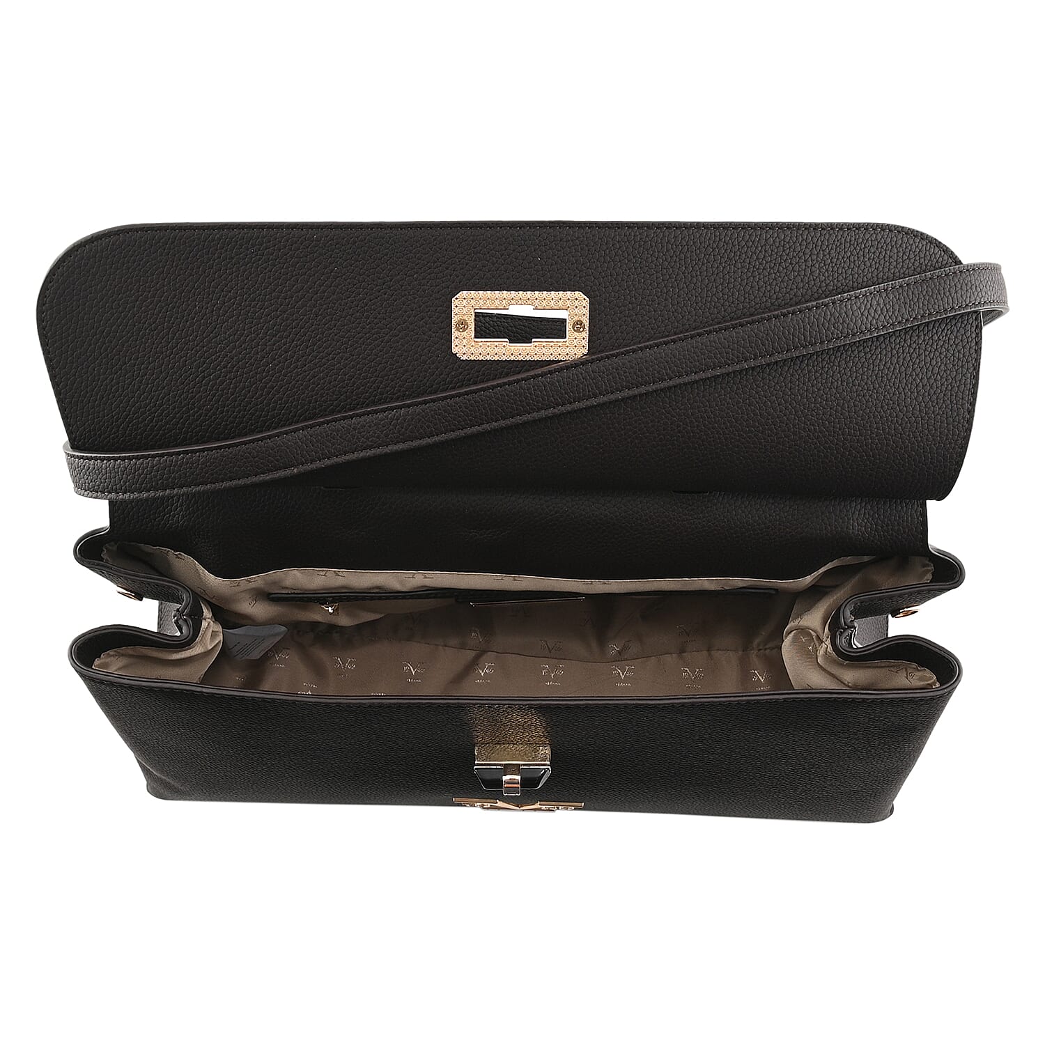 19V69 ITALIA by Alessandro Versace Litchi Pattern Tote Bag with Detachable Shoulder Strap (Size 40x15x23 Cm) - Brown