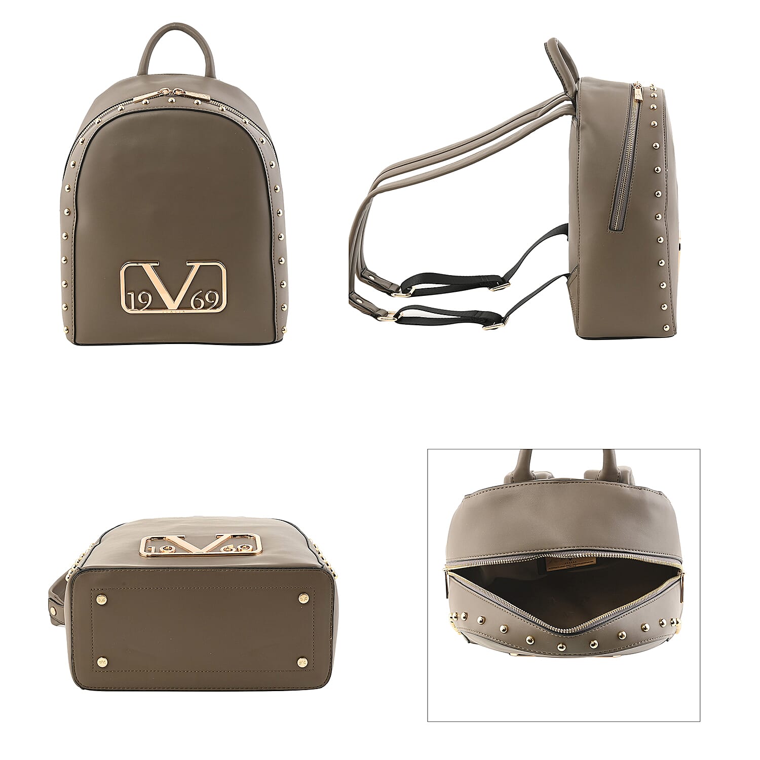 19V69 ITALIA by Alessandro Versace Backpack Bag with Zipper Closure (Size 38x10x30Cm) - Brown