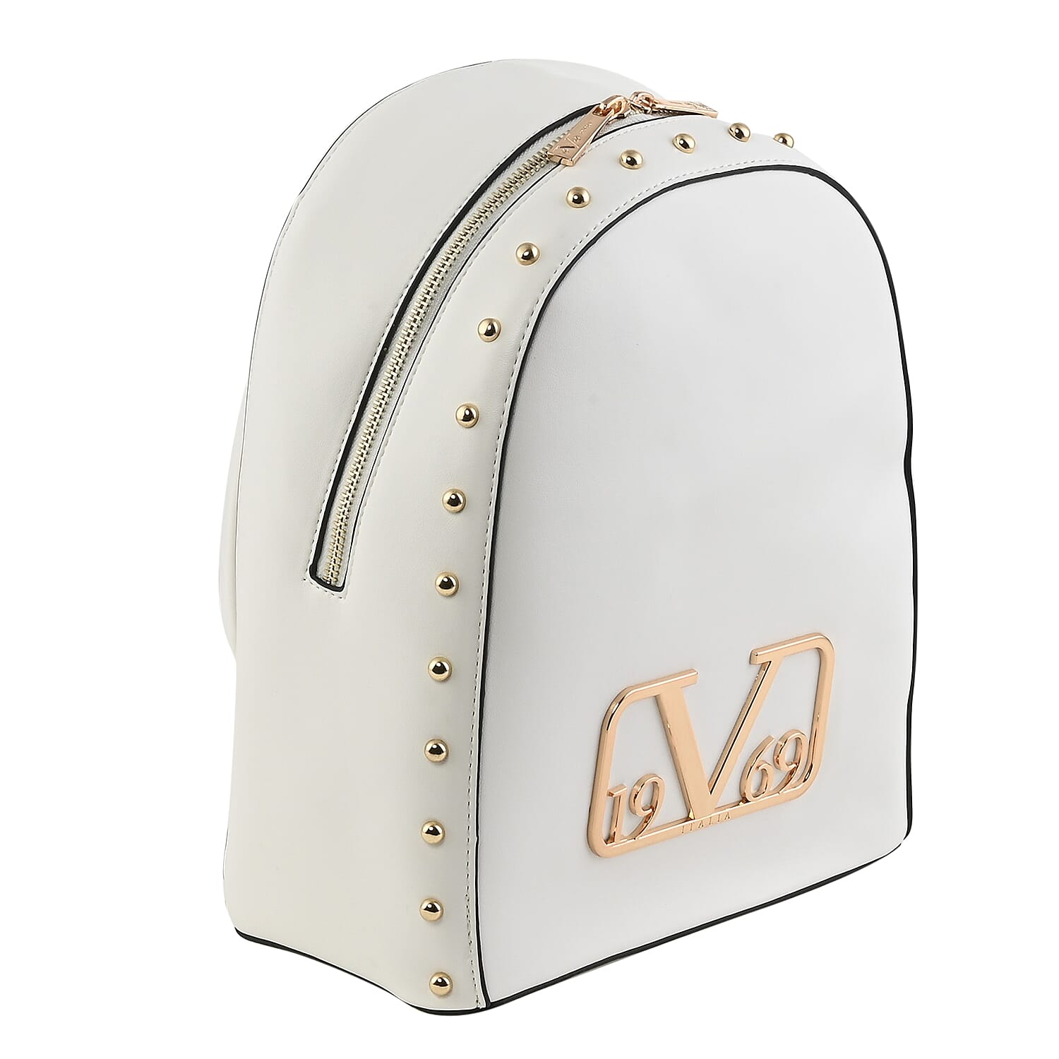 ITALIA by Alessandro Versace Backpack Bag with Zipper Closure - White