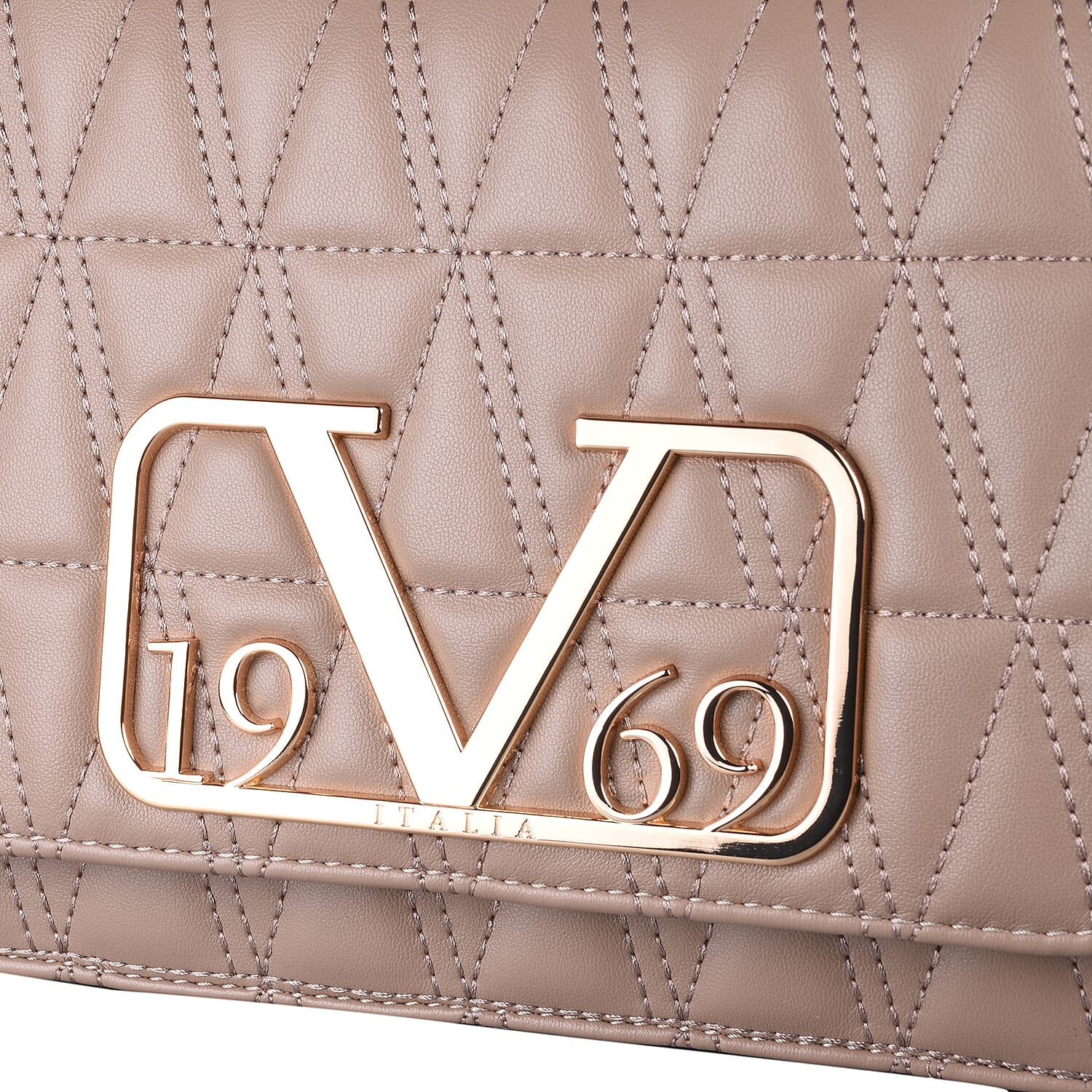 19V69 ITALIA by Alessandro Versace Quilted Pattern Crossbody Bag with Detachable Chain Strap (Size 22x14x8Cm) - Dark Beige