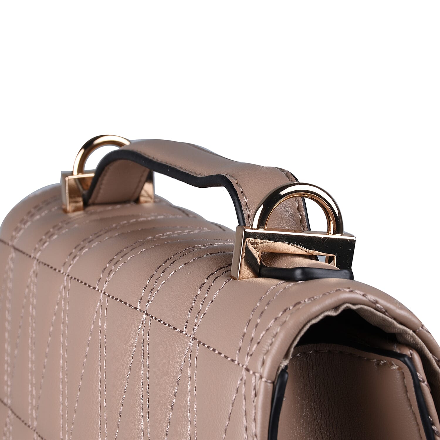 19V69 ITALIA by Alessandro Versace Quilted Pattern Crossbody Bag with Detachable Chain Strap (Size 22x14x8Cm) - Dark Beige