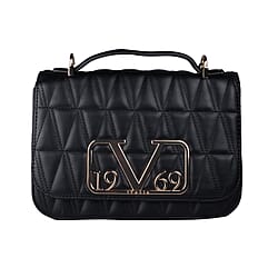 19V69 ITALIA by Alessandro Versace Quilted Pattern Crossbody Bag with Detachable Chain Strap (Size 22x14x8Cm) - Black