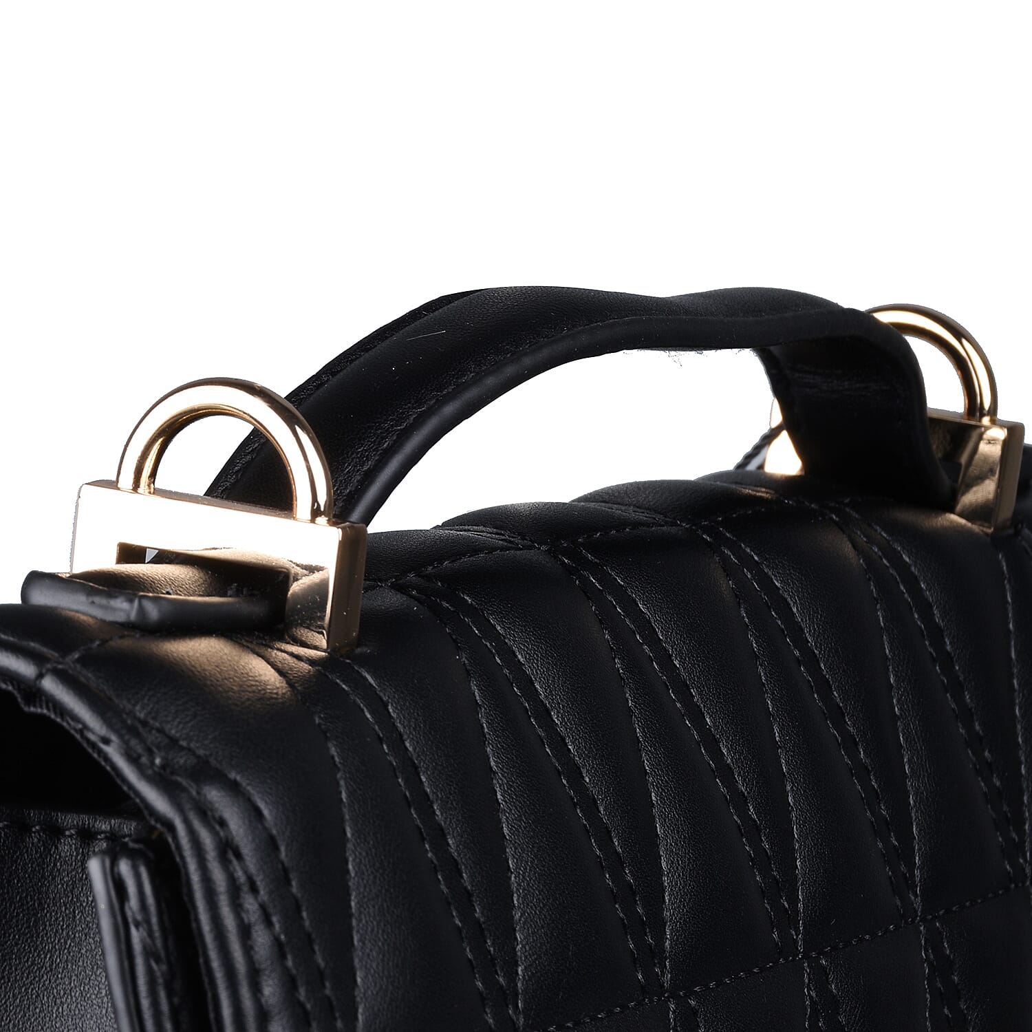 19V69 ITALIA by Alessandro Versace Quilted Pattern Crossbody Bag with Detachable Chain Strap - Black