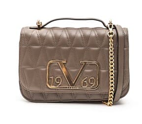 19V69 ITALIA by Alessandro Versace Quilted Pattern Crossbody Bag with Detachable Chain Strap - Brown