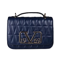 19V69 ITALIA by Alessandro Versace Quilted Pattern Crossbody Bag with Detachable Chain Strap (Size 22x14x8Cm) - Navy