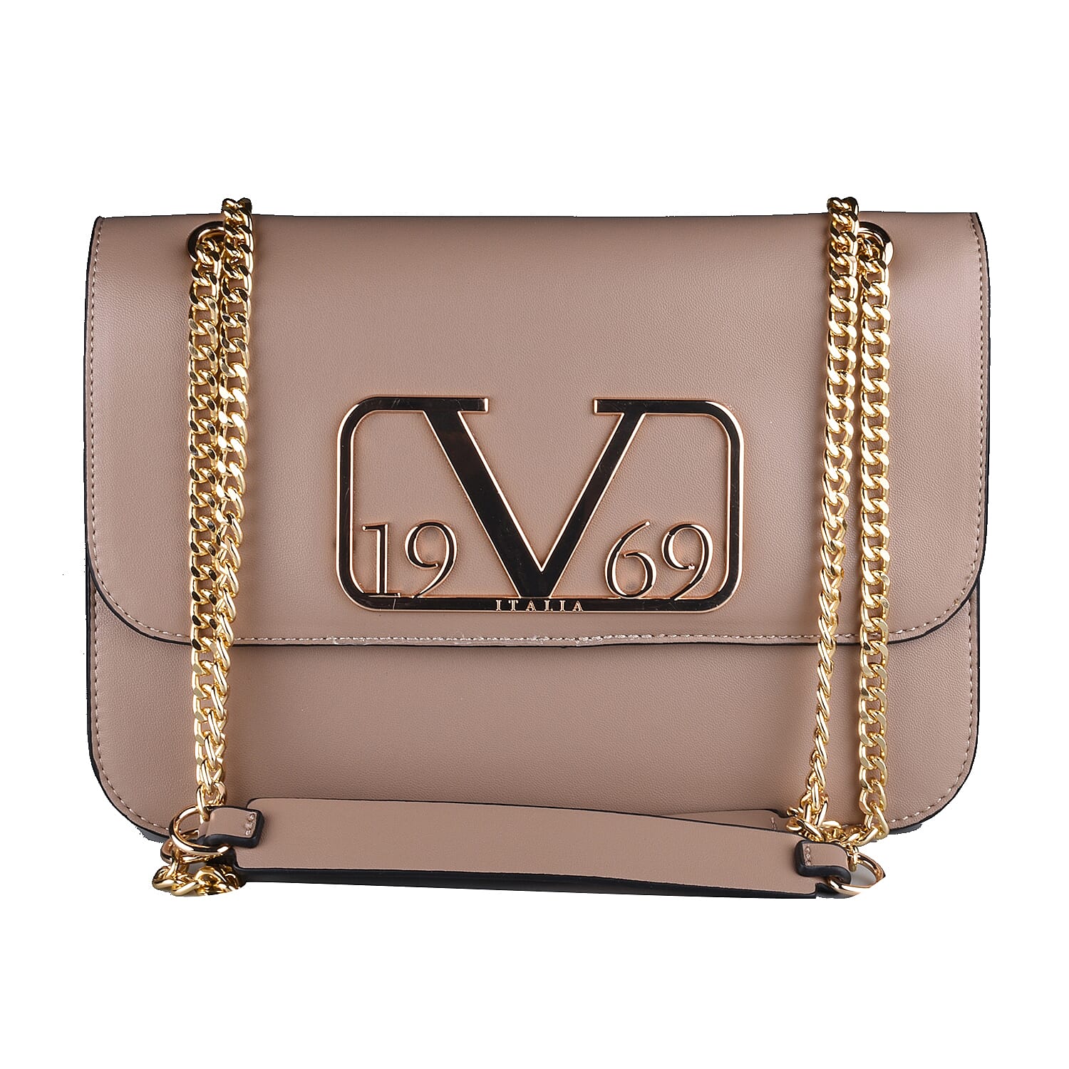 19V69 ITALIA by Alessandro Versace Shoulder Bag with Magnetic Closure (Size 24x15.5x6Cm) - Dark Beige